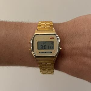 Casio Digital Watch Gold Accents Unisex Retro Y2K Style Quartz New